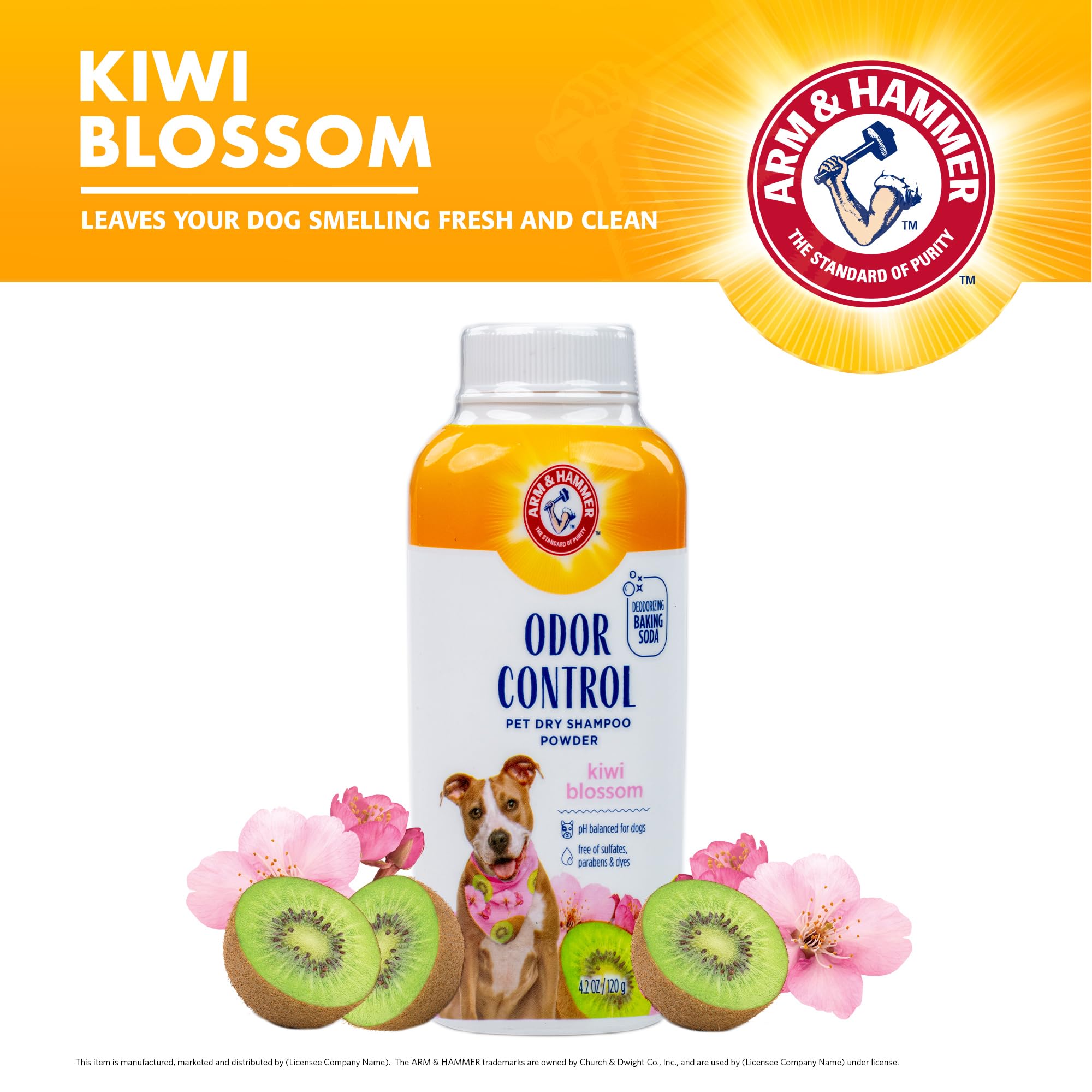 Kiwi blossom scented Arm & Hammer for Pets powder on coat