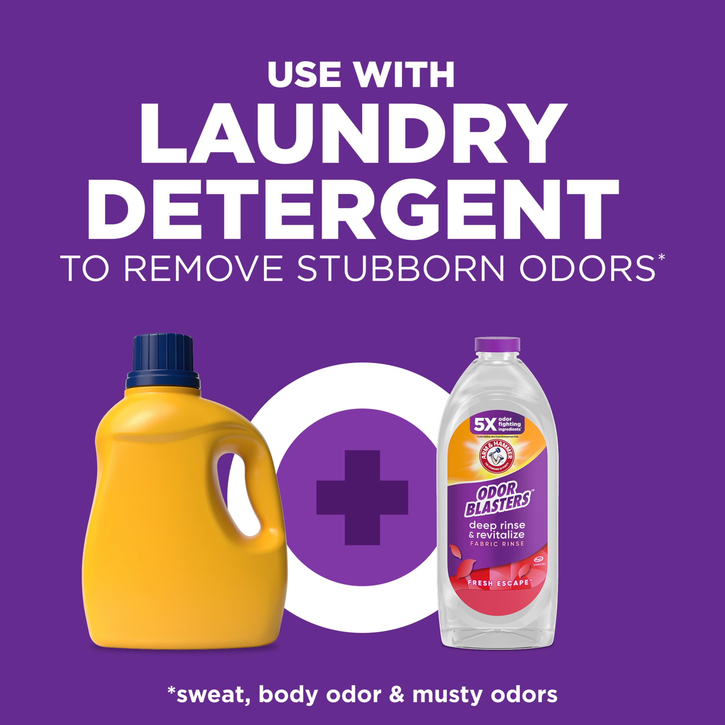 Arm & Hammer Odor Blasters bottle in a laundry room scene