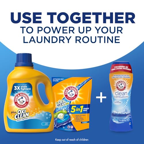 Dirty to clean laundry with Arm and Hammer Plus OxiClean