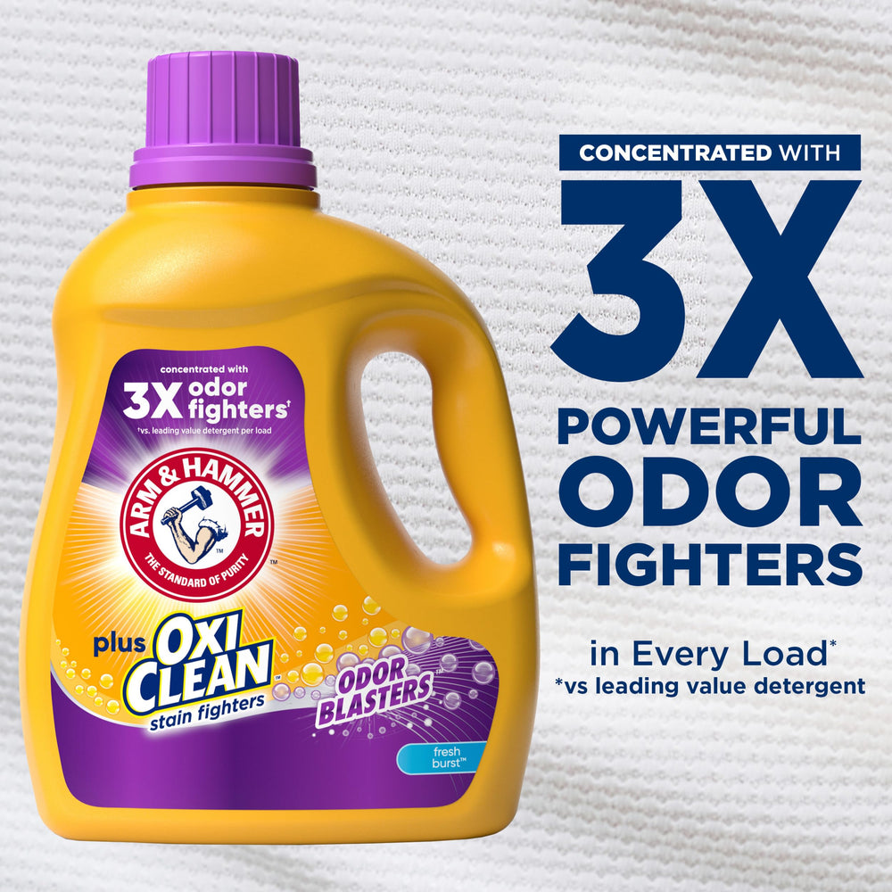Stain-fighting action from Arm & Hammer Plus OxiClean in a busy load.