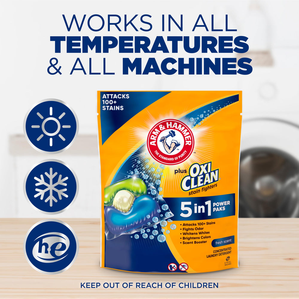Arm & Hammer Plus OxiClean concentrated-detailed pak close-up.