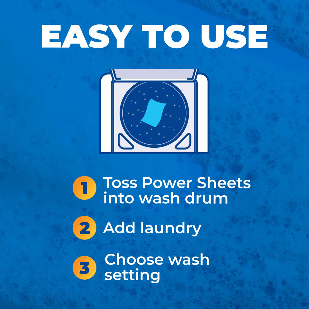 Arm & Hammer Power Sheets are lightweight and travel-friendly for on-the-go laundry.
