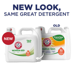 Arm & Hammer Sensitive Skin Free & Clear bottle label showing dermatologist-tested, hypoallergenic claim.