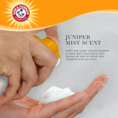 Arm and Hammer Ultra Fresh waterless dog shampoo foam with baking soda for odor control on fur.