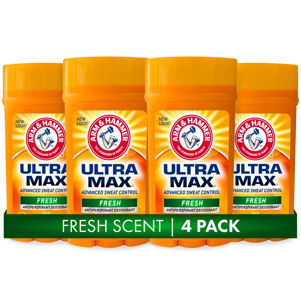 Arm & Hammer Ultra Max deodorant stick with fresh scent reduces underarm sweat