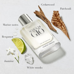 Cap close-up on Armani Beauty Acqua di Gio bottle highlights premium presentation.