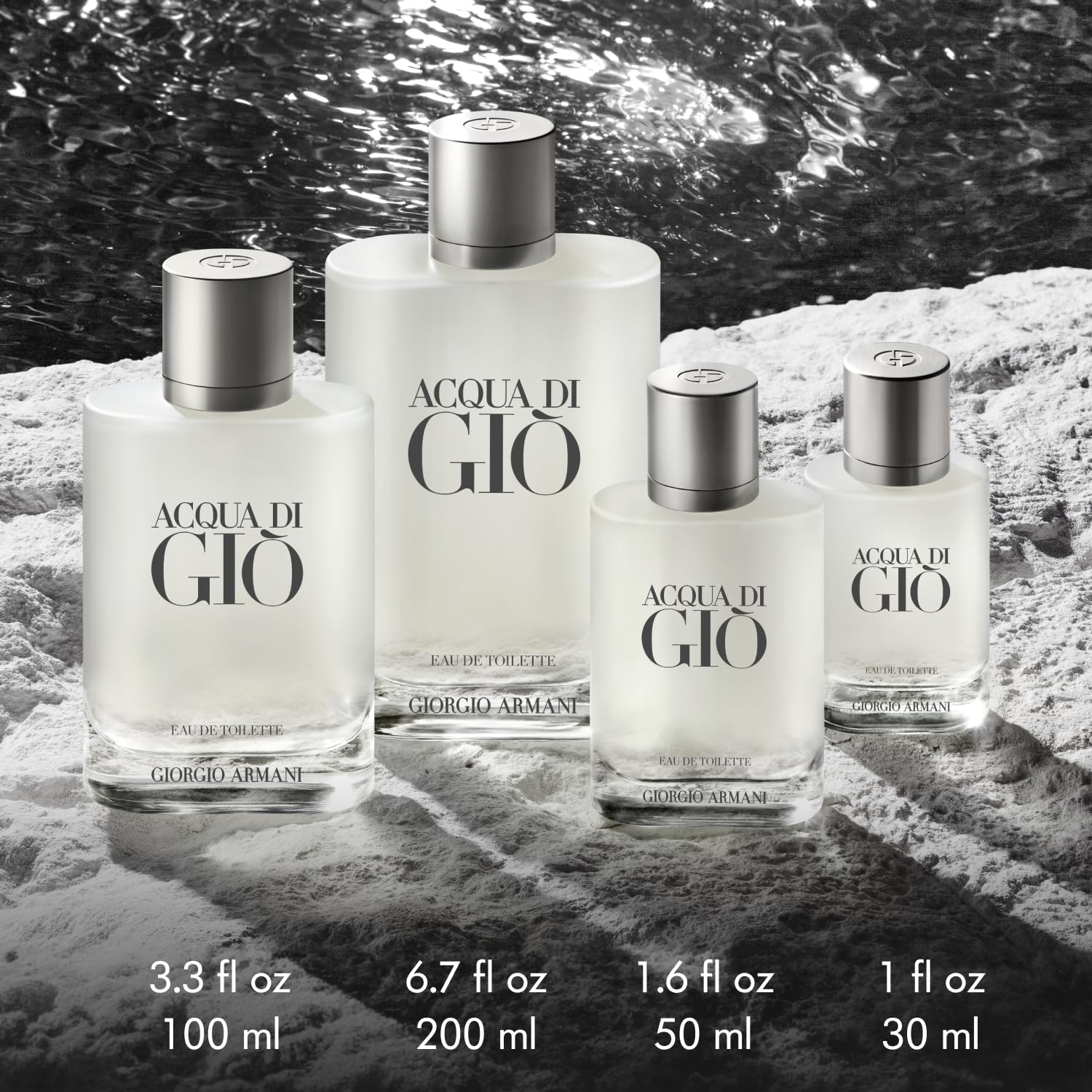Giorgio Armani branding on label conveys luxury and style.