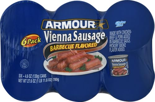 Armour Star Vienna Barbecue Sausage open can reveals tangy sauce.
