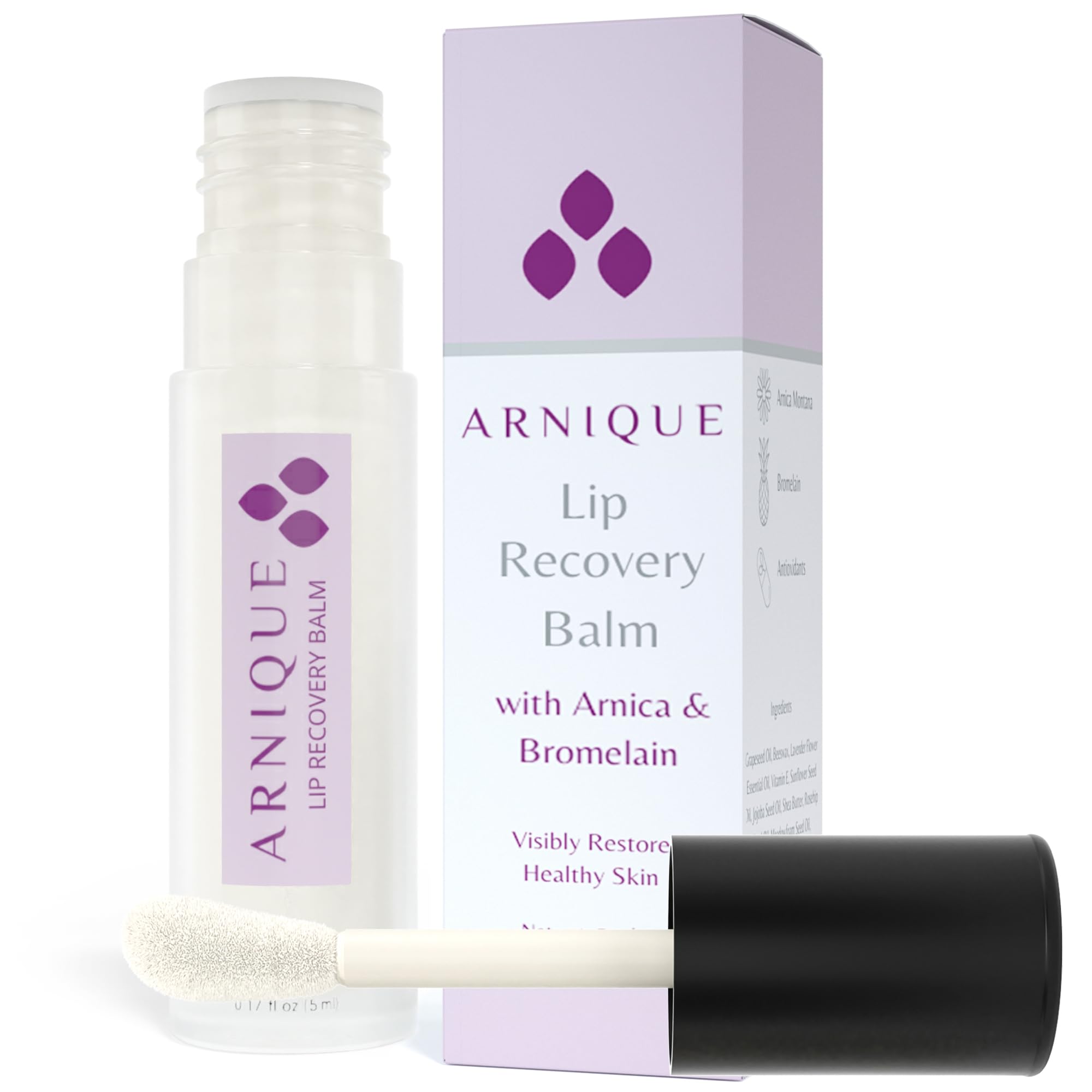 Arnique Arnica Lip Balm tube demonstrates post-treatment lip care in a soothing scene.