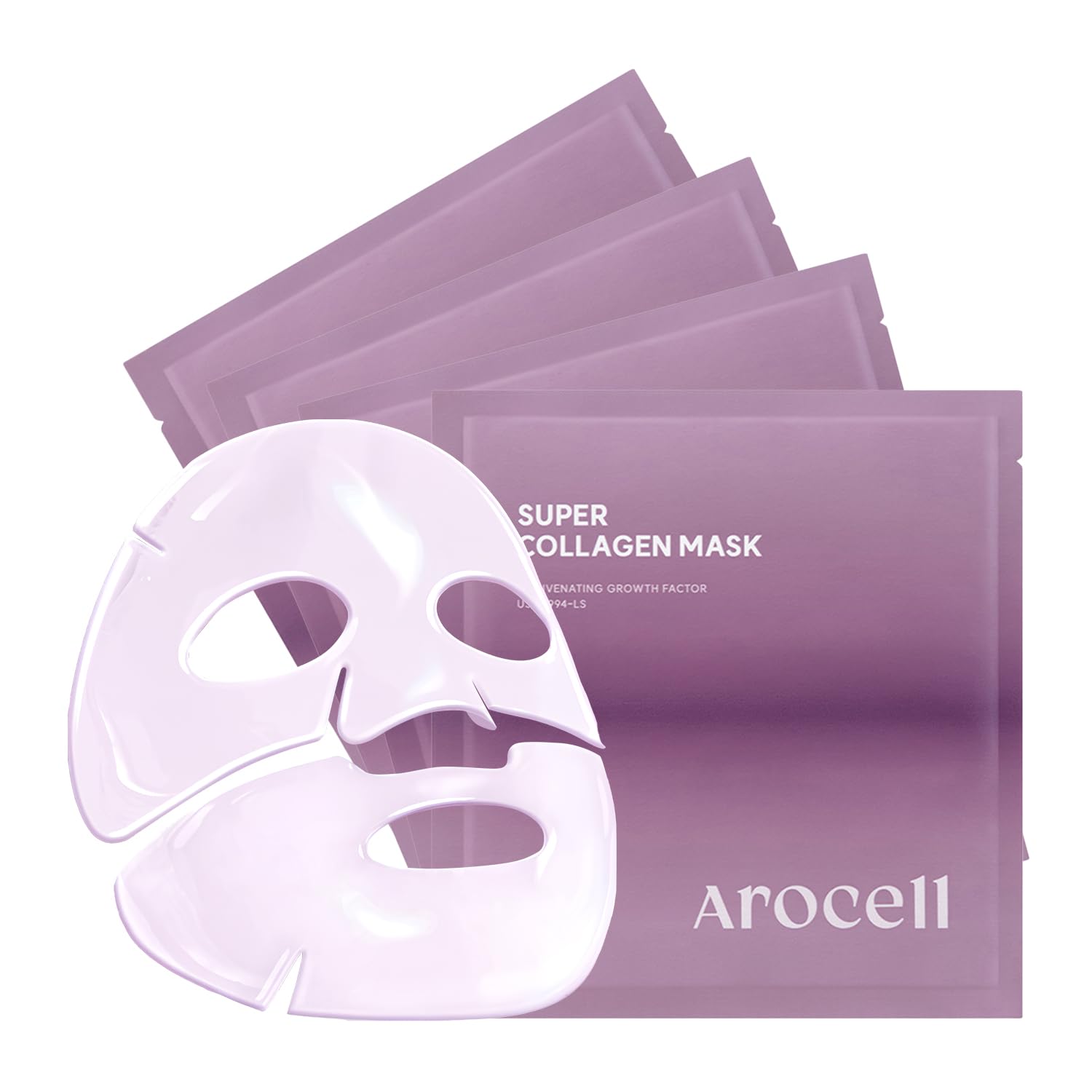 AROCELL OFFICIAL Super Collagen Overnight Hydrogel Mask packaging indicates a four-night set for easy routine