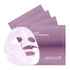 AROCELL OFFICIAL Super Collagen Overnight Hydrogel Mask packaging indicates a four-night set for easy routine