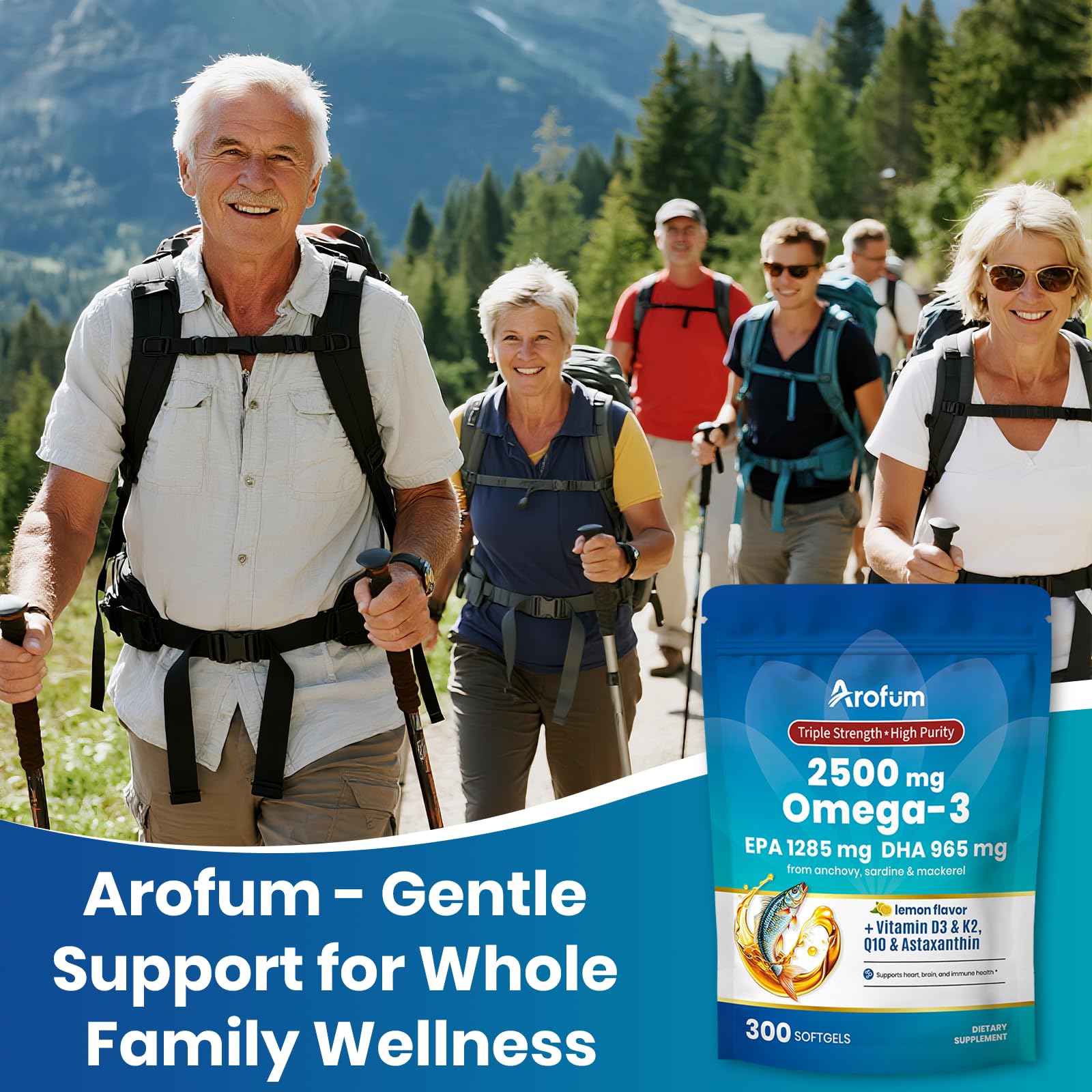 Arofum 300-count bottle suggests long-term daily use.