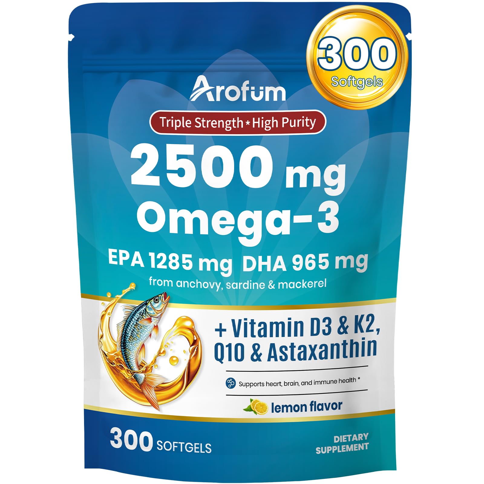 Arofum lemon burpless softgels bottle front for easy daily digestion support.