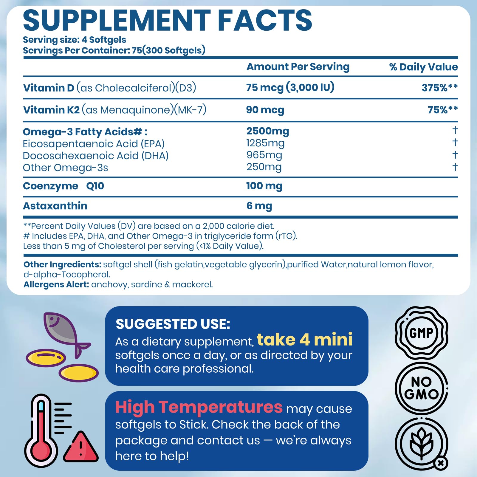 Arofum lemon burpless softgels bottle side highlight convenient daily dose.