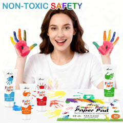 AROIC finger paints blend easily on paper for vibrant color mixing