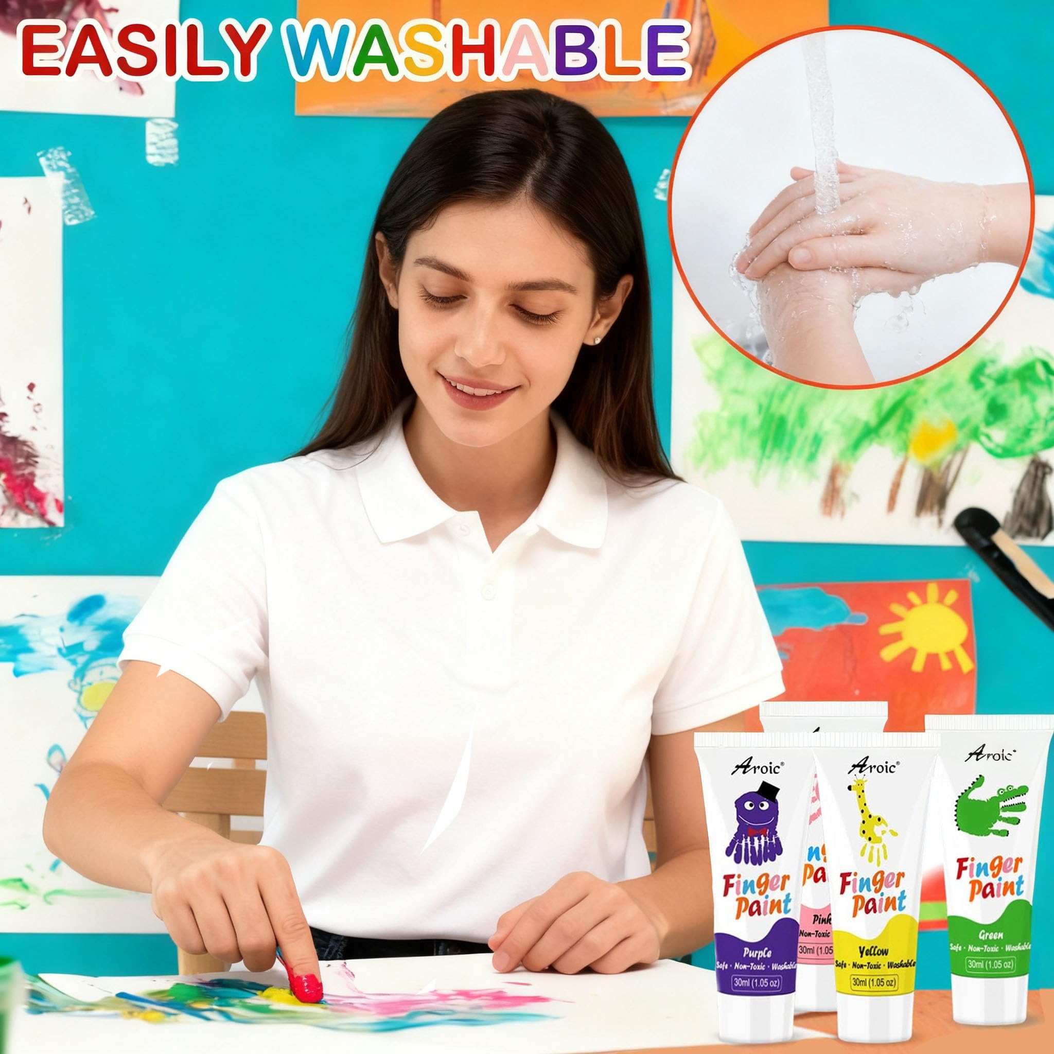AROIC non-toxic finger paints for safe creative play