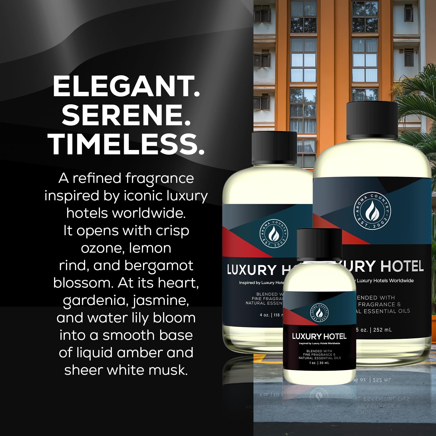 AROMA COUNTRY Ritzy Luxury Hotel Diffuser Oil amber-note highlight for elegance.