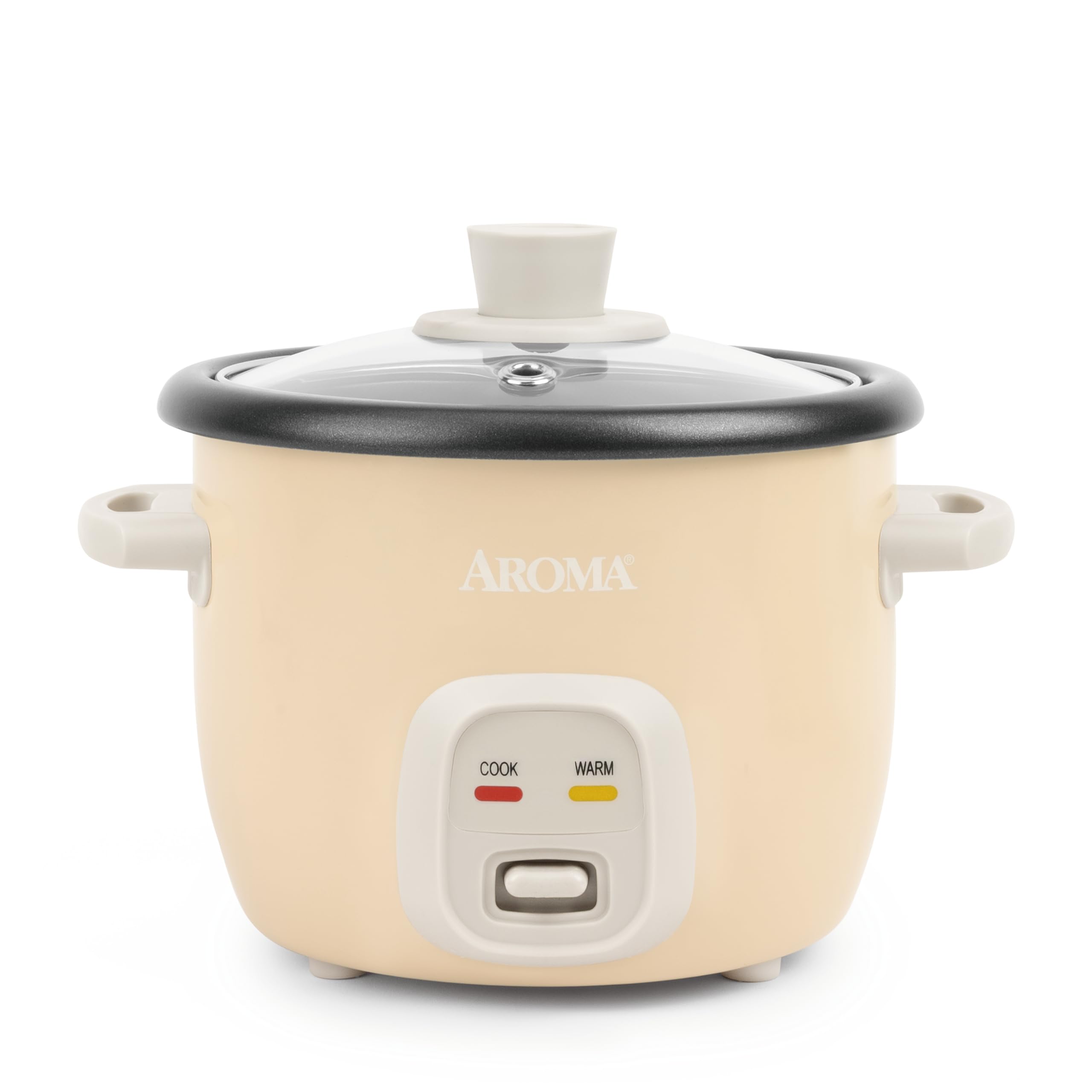 AROMA Mini Rice Cooker front view for compact kitchens and easy meals.