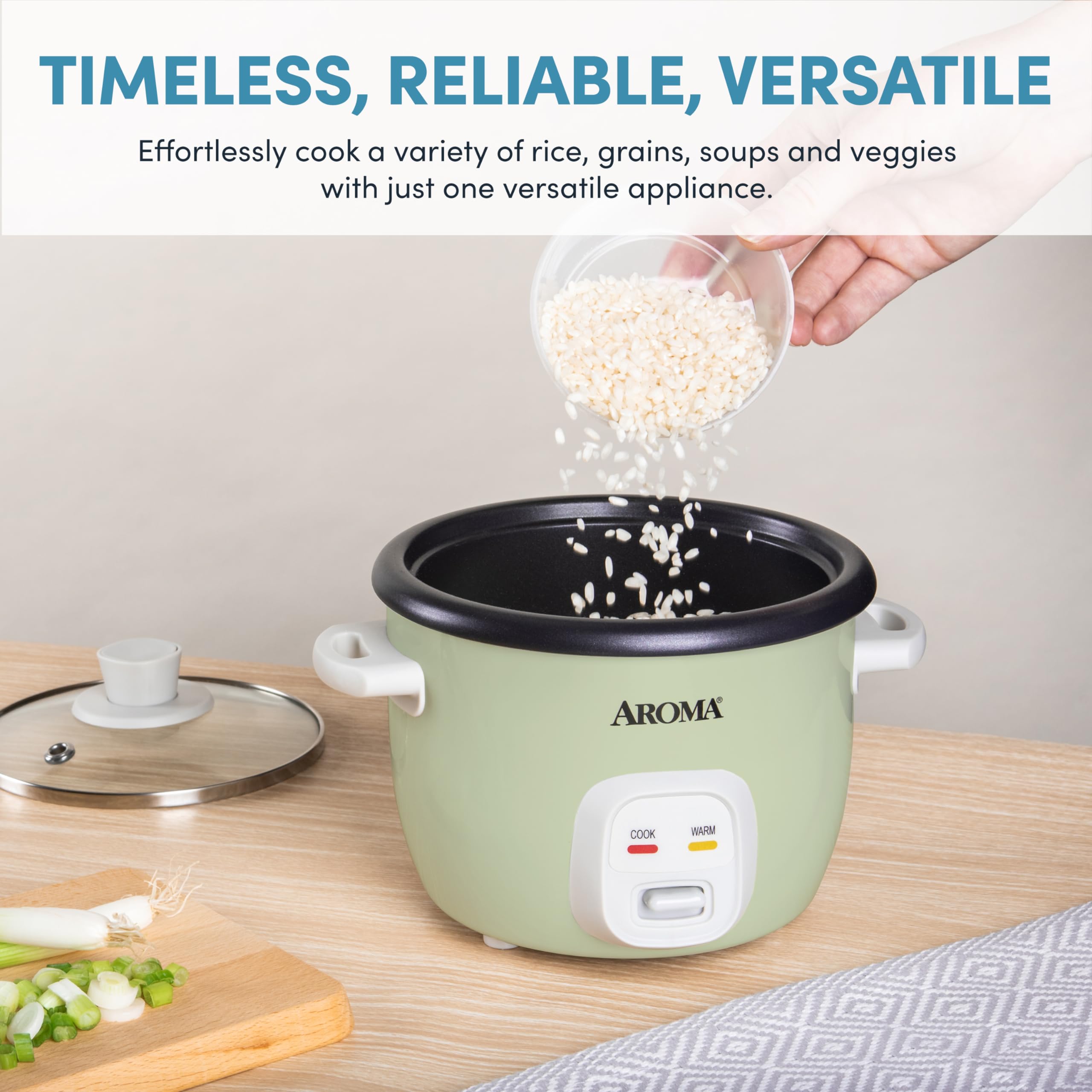AROMA Mini Rice Cooker handles jambalaya and soups for one-pot meals.