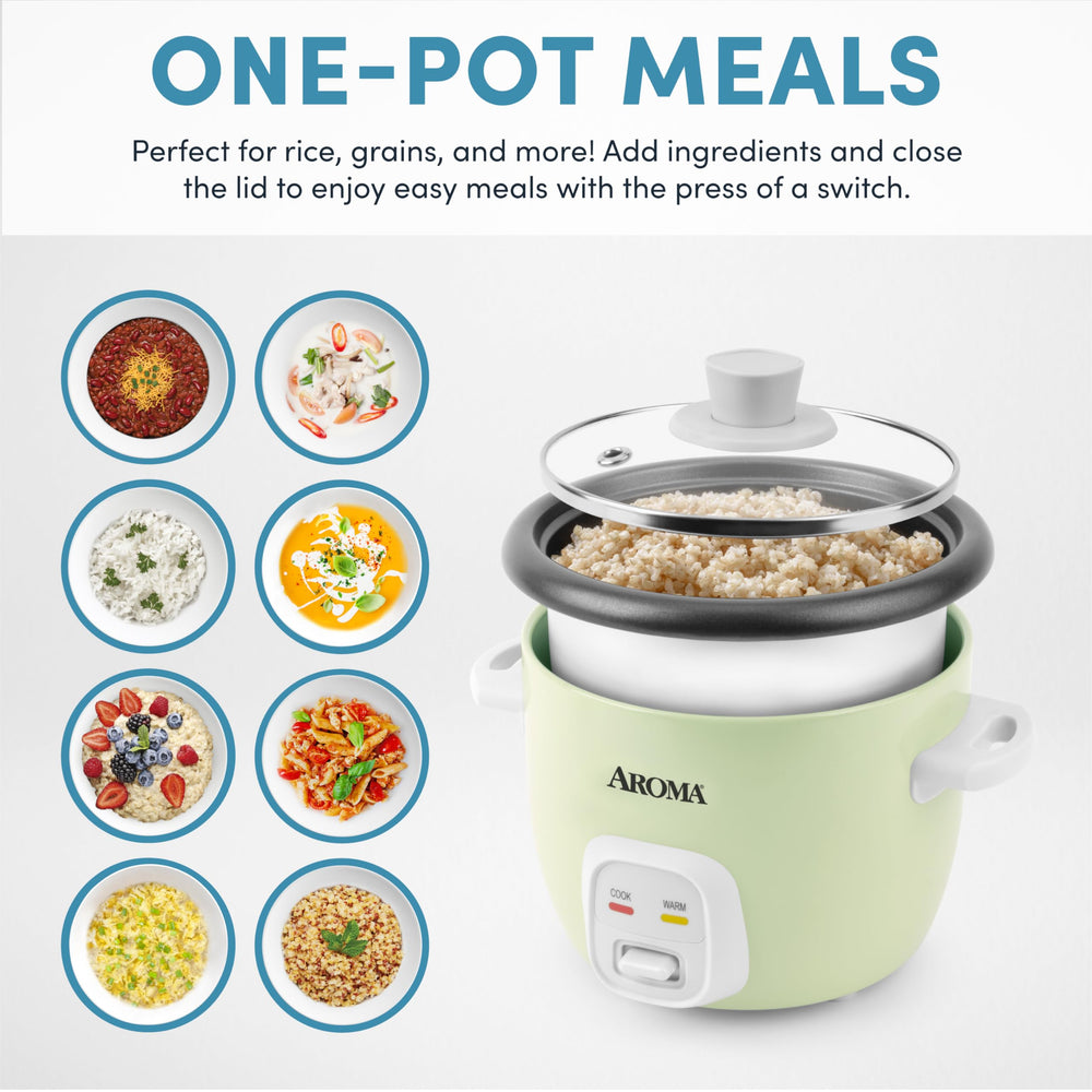 AROMA Mini Rice Cooker perfect for oatmeal, delivering warm, ready-to-serve texture.