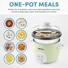 AROMA Mini Rice Cooker perfect for oatmeal, delivering warm, ready-to-serve texture.