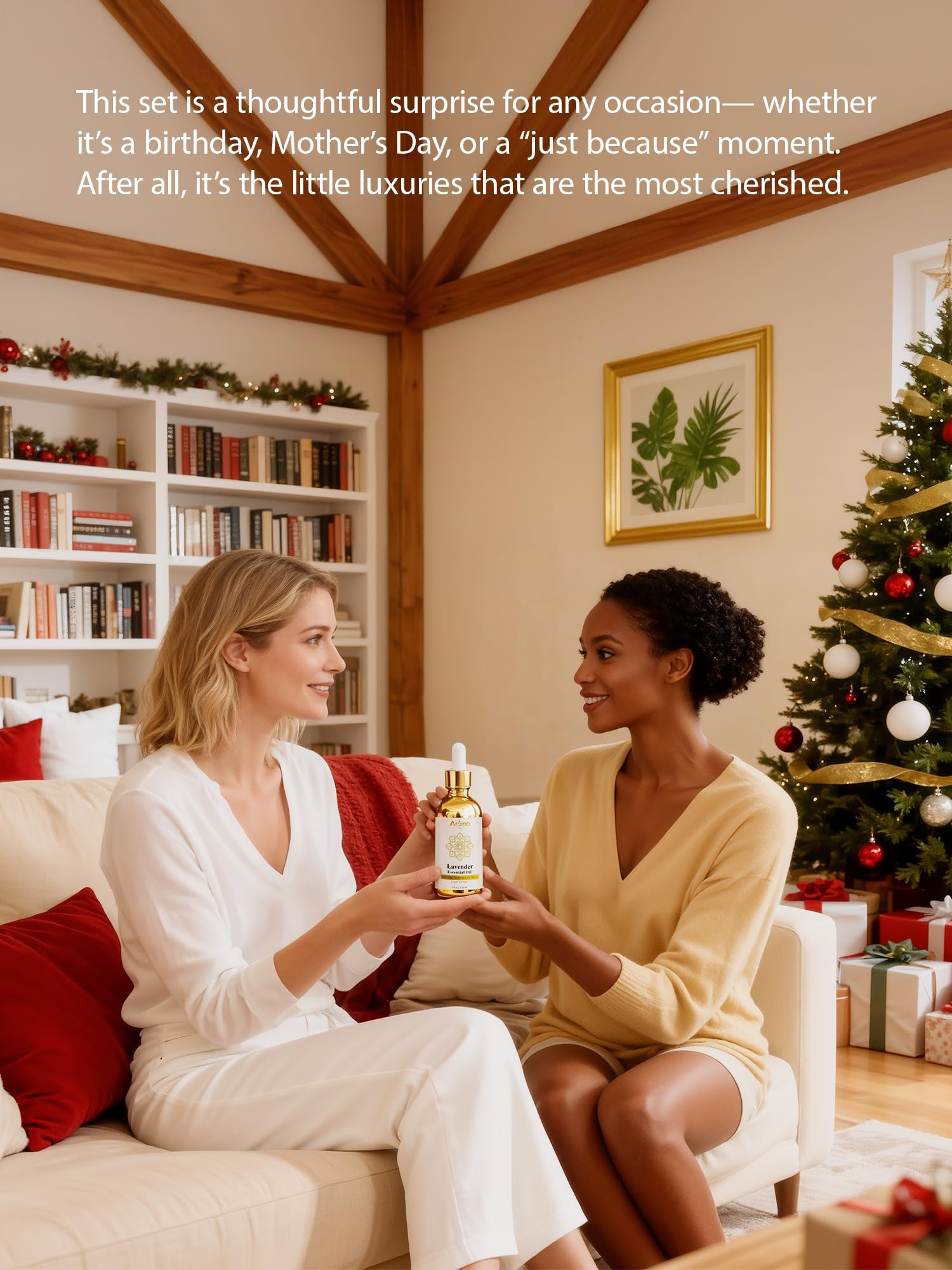 AromaLYA lavender oil aromatherapy-scene in living room for mood uplift.