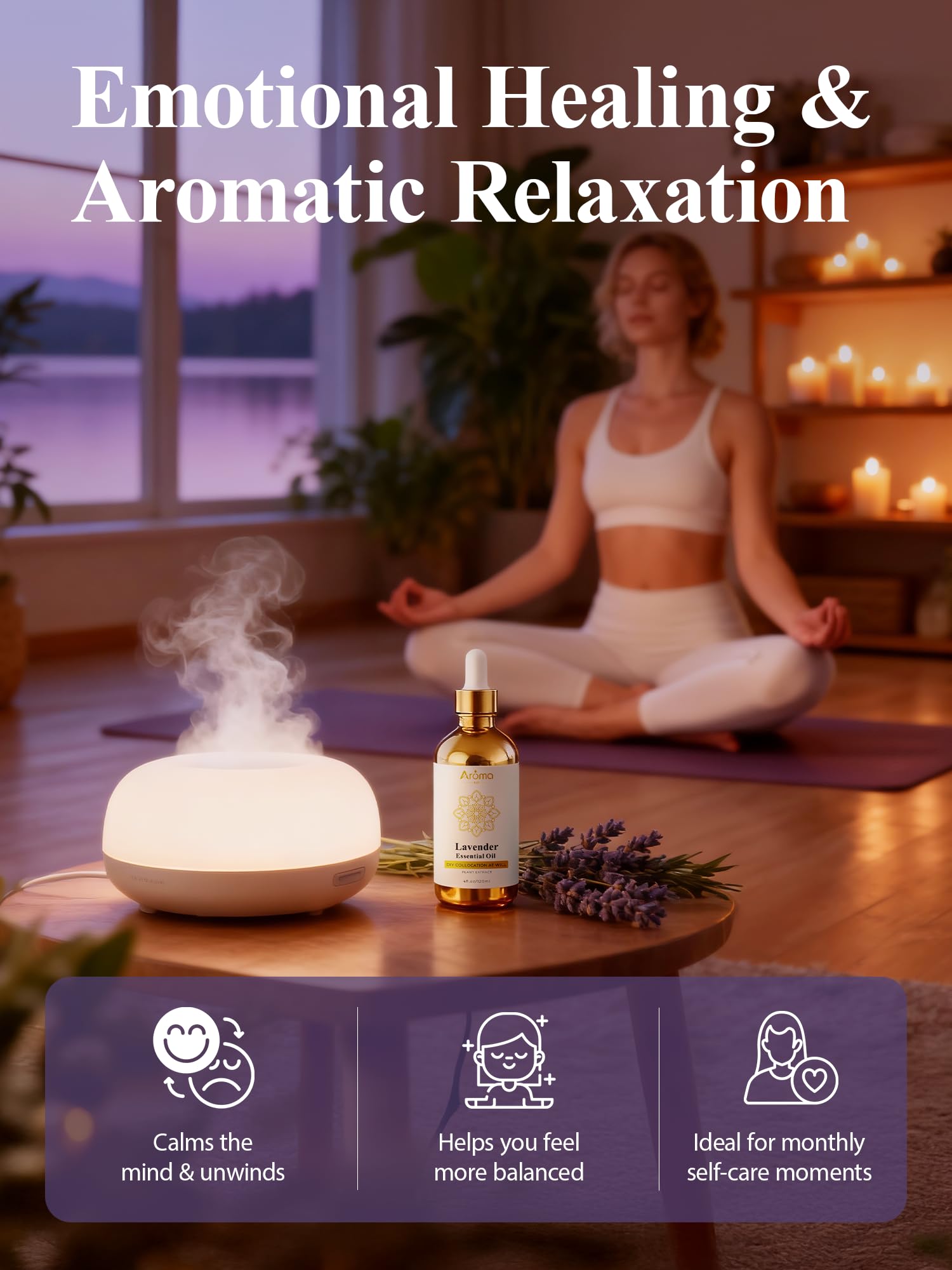 AromaLYA lavender oil dropper-cap for precise, mess-free use.