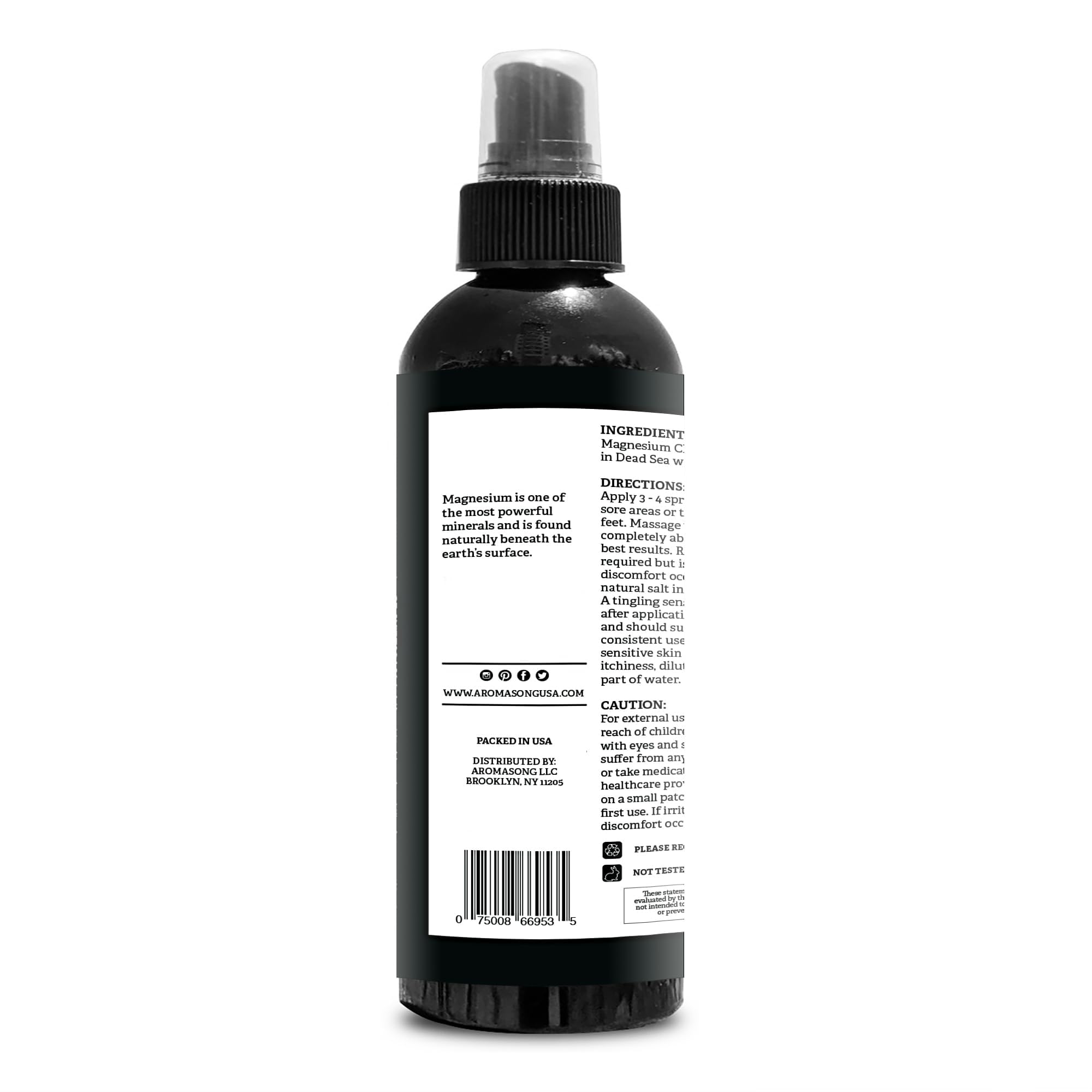 Nighttime routine with Aromasong Magnesium Spray on a bedside table.