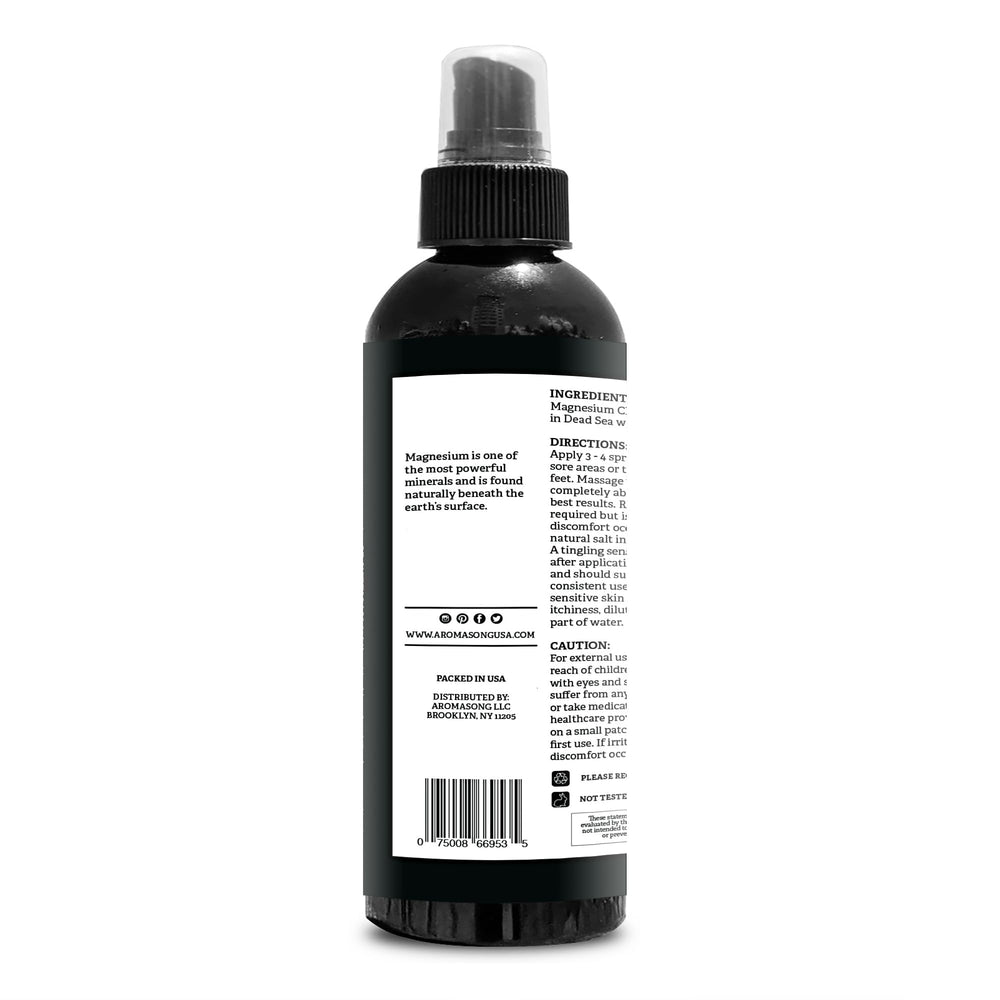 Nighttime routine with Aromasong Magnesium Spray on a bedside table.