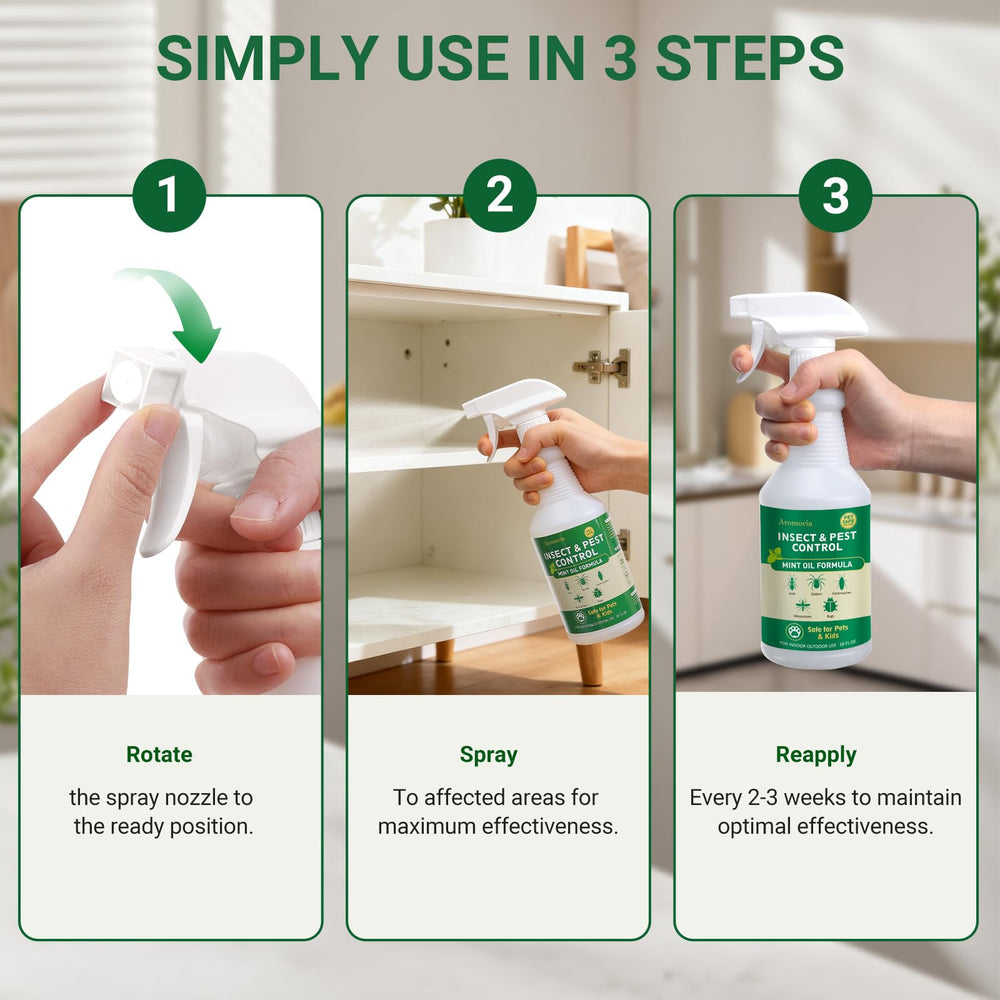 Aromovia Peppermint Oil Spray dries safely, reducing worry around kids and pets.