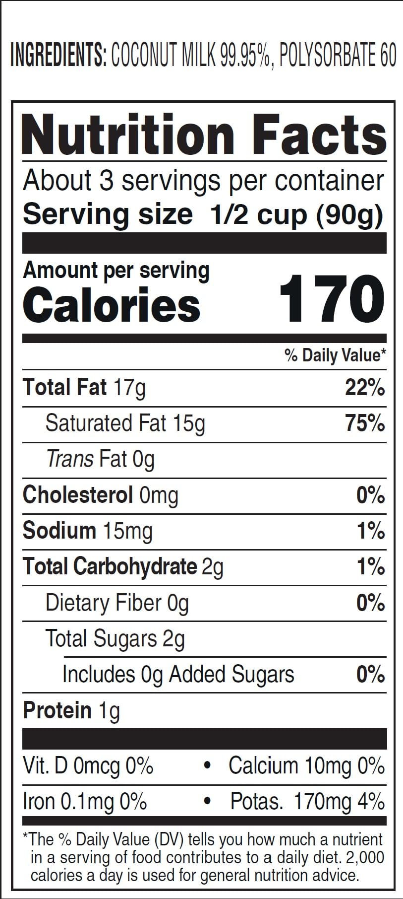 Aroy-D coconut milk ingredients label shows no additives, ideal for vegan dishes.