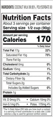 Aroy-D coconut milk ingredients label shows no additives, ideal for vegan dishes.