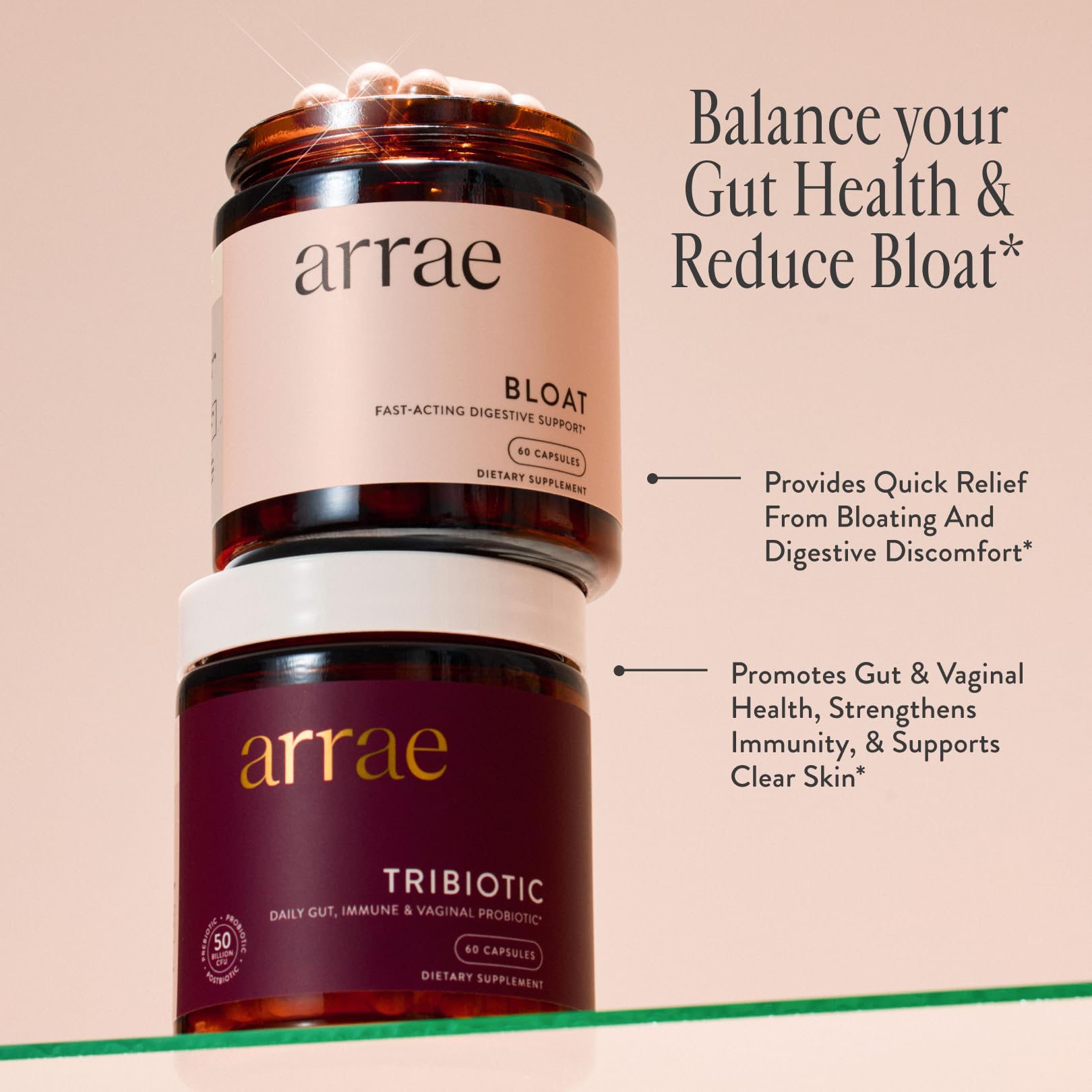 Arrae packaging with clean design communicates trust and wellness focus