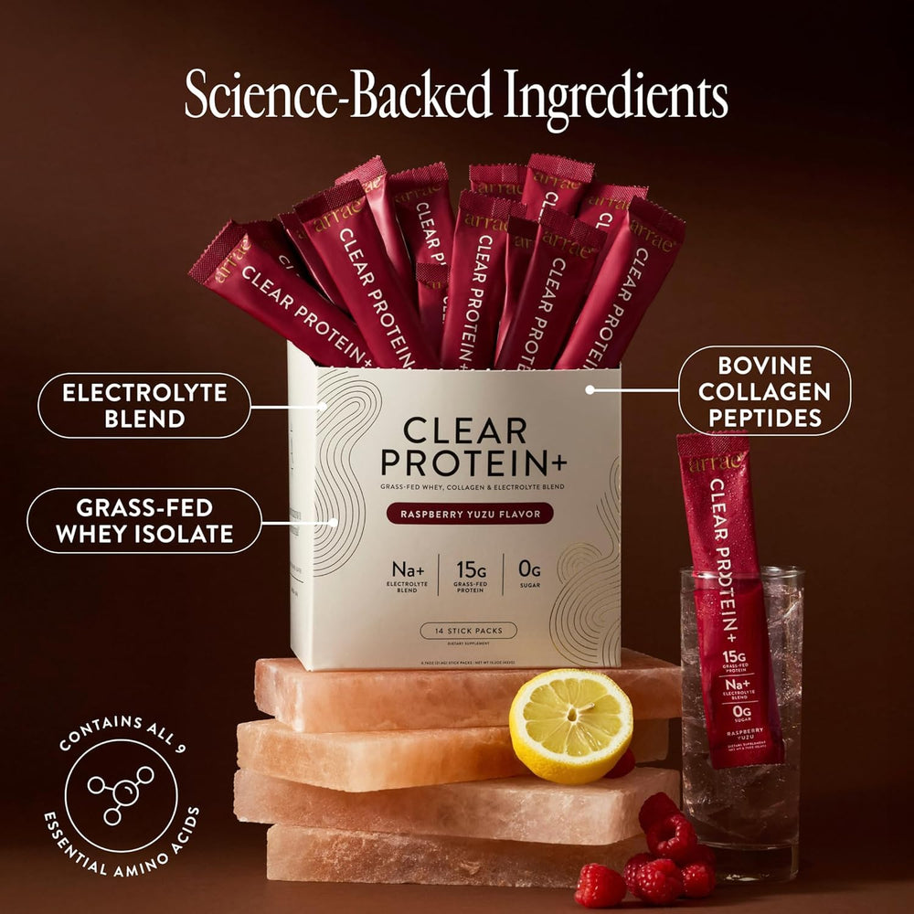 Arrae Clear Protein tear-open pack for on-the-go nourishment.