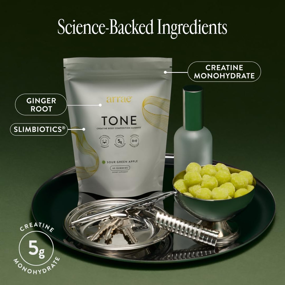 Arrae Tone back label detail helps customers verify creatine monohydrate content.