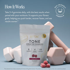 Arrae Tone Gummies pack showing 5g creatine per serving for lean muscle