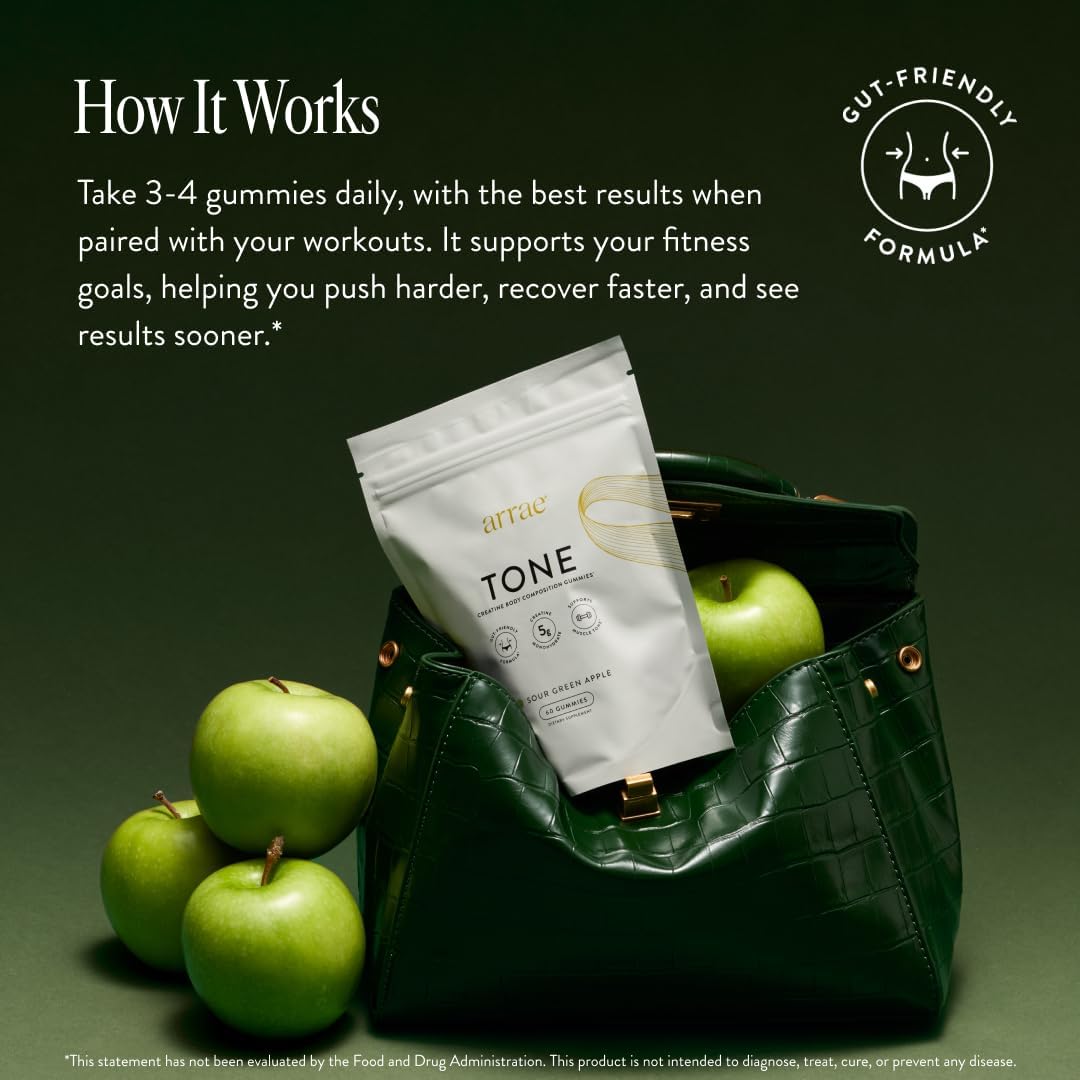 Arrae Tone gummies serving ready image demonstrates simple daily supplementation.