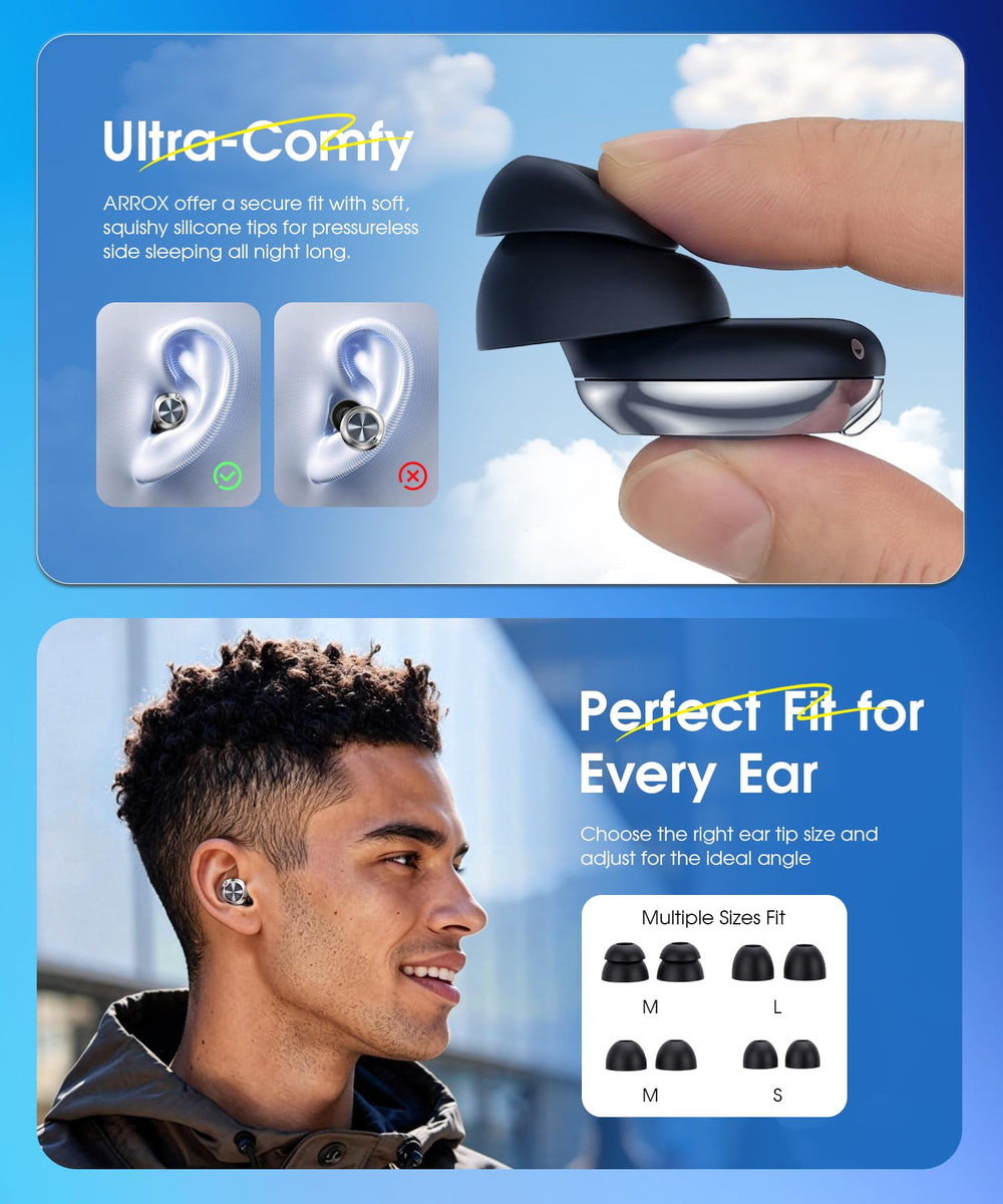 ARROX four-pair set with multiple size tips for a precise fit.