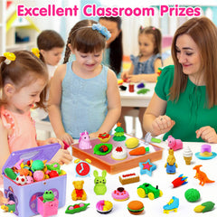 Arscniek party favor display shows adorable erasers for goody bags.