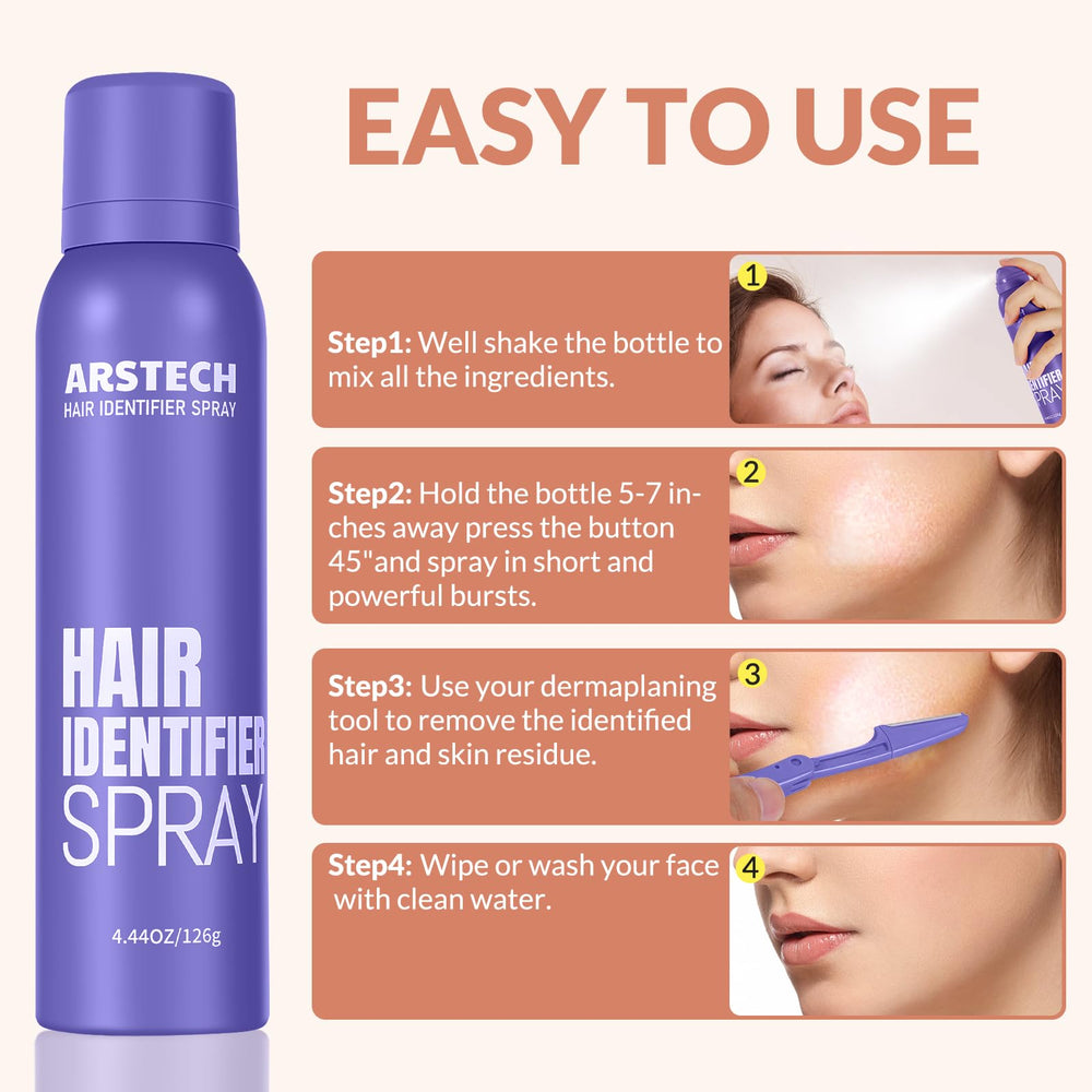 Applying Arstech facial spray to prep skin before shaving.