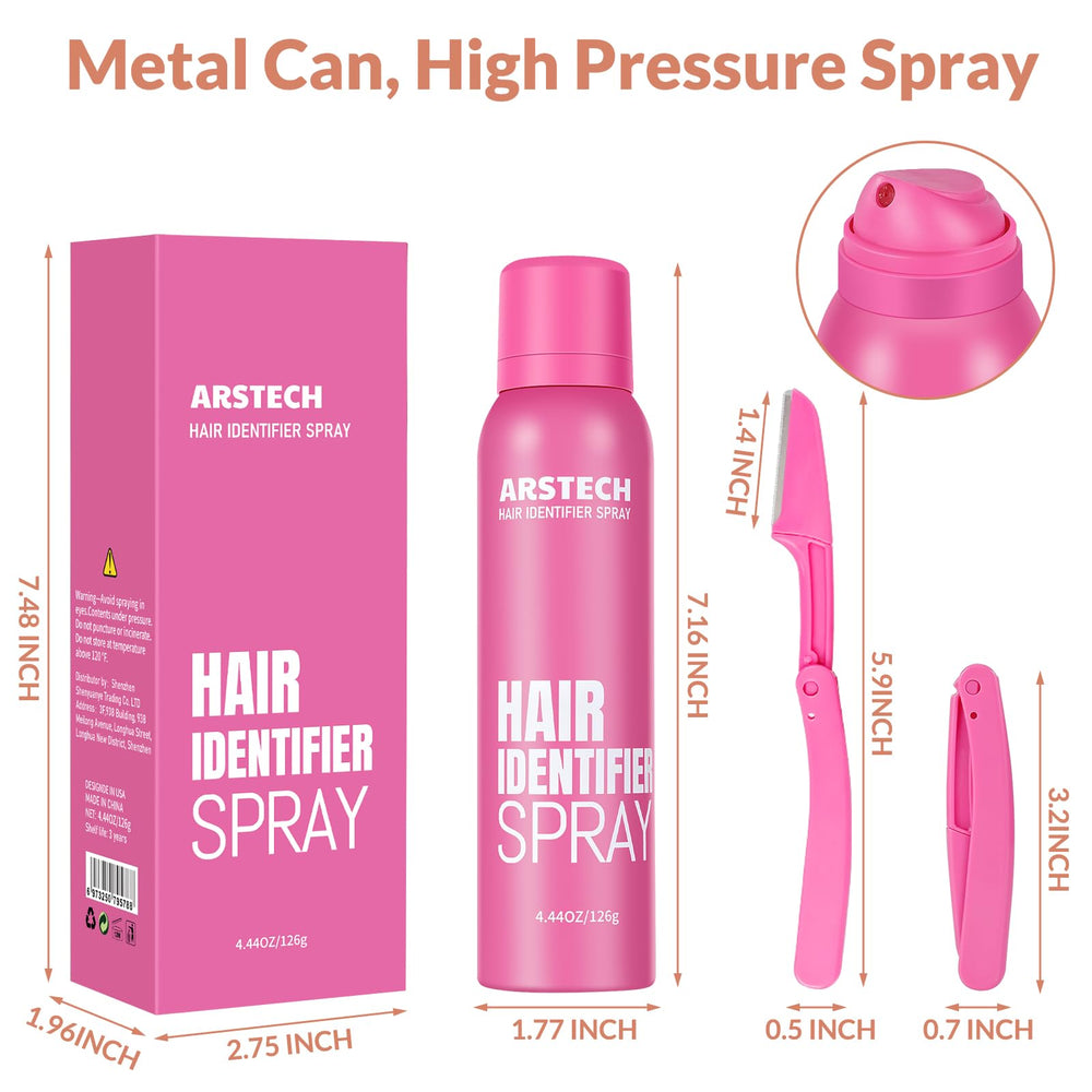 Arstech Hair Identifier Spray applied on skin aids even layer for better dermaplaning prep.