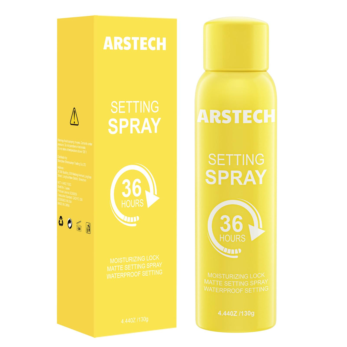 arstech setting spray bottle with lime scent provides long-lasting makeup hold.