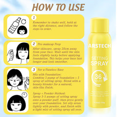 arstech alcohol-free spray is gentle on skin during makeup wear.