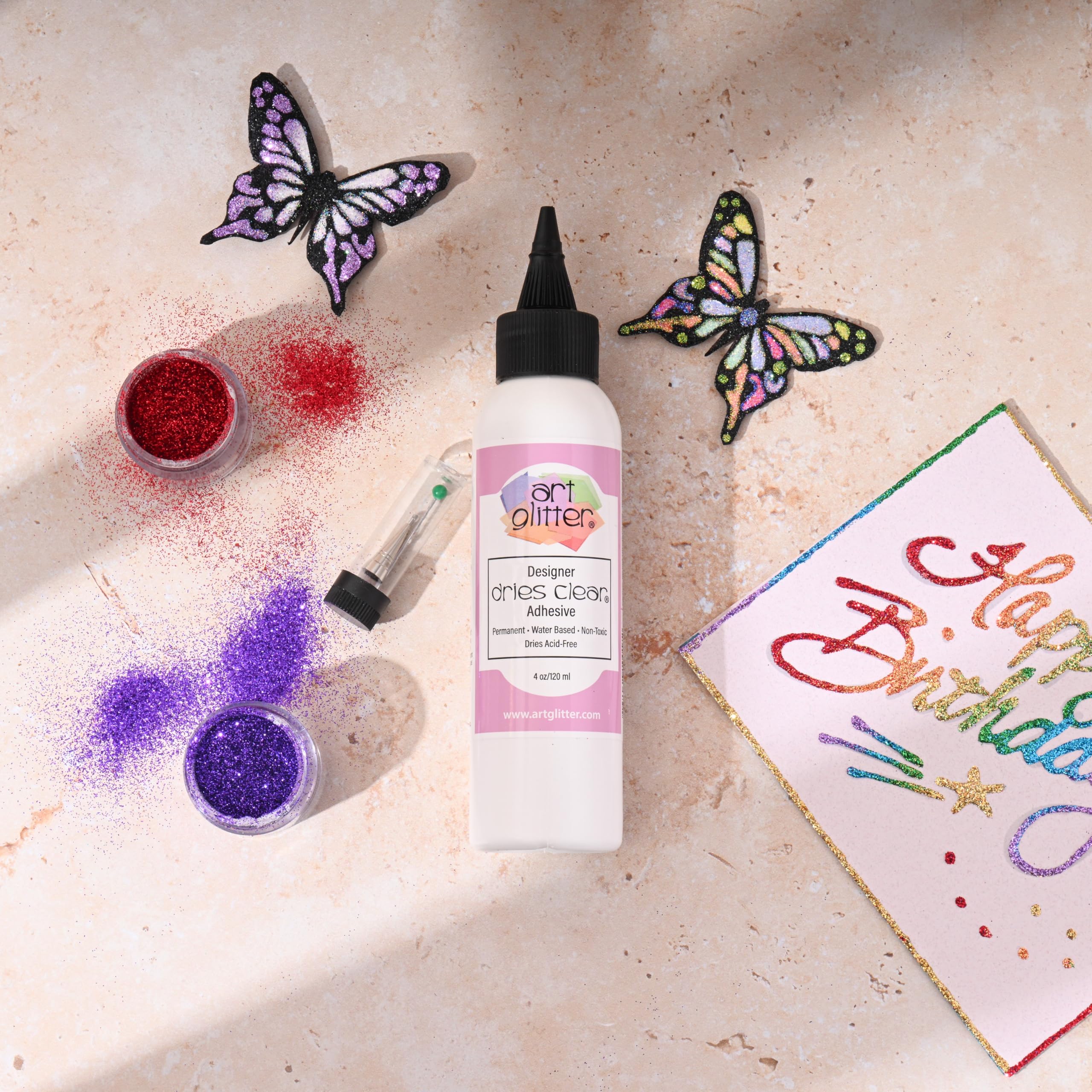 Art Glitter Glue 4 oz bottle with precise control