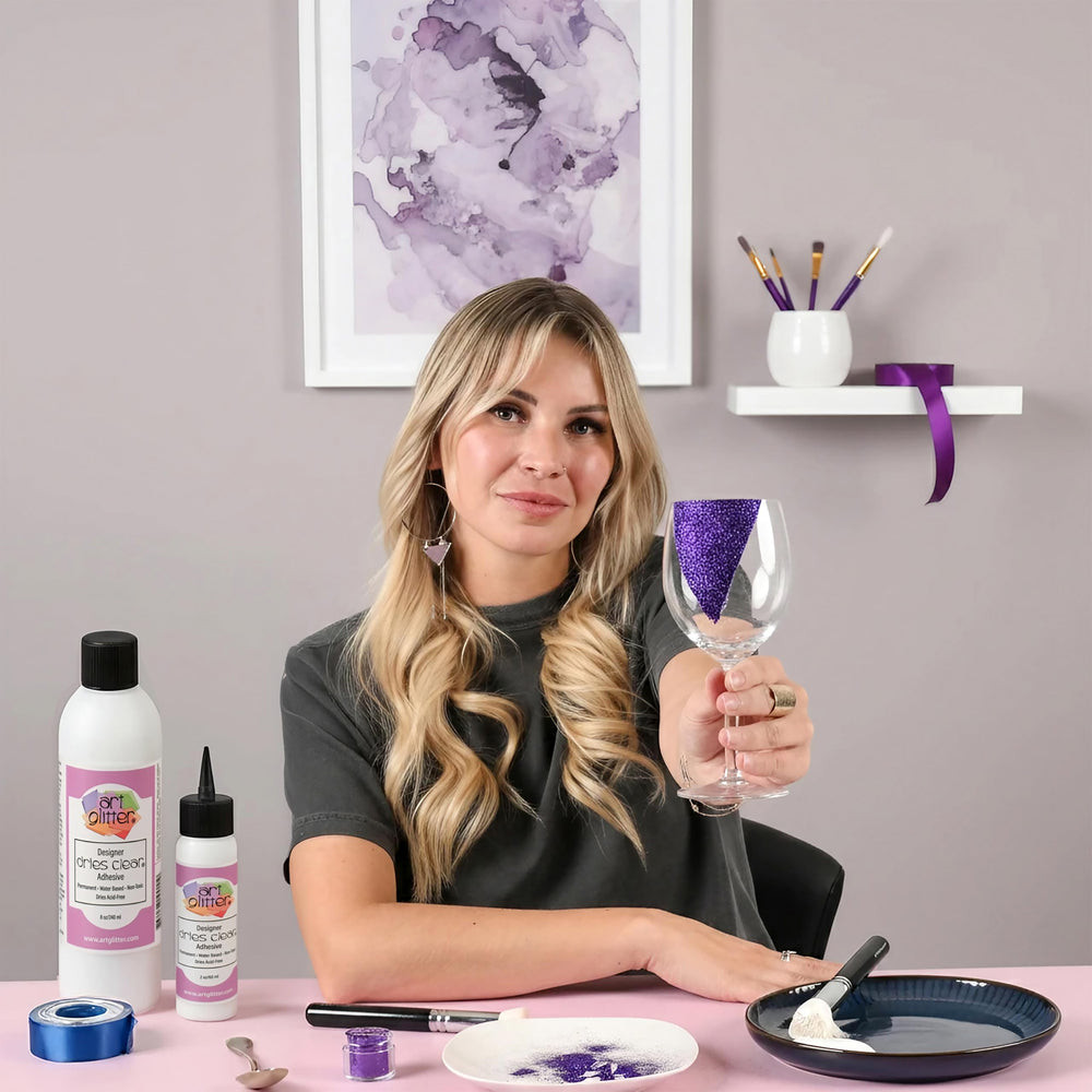 Art Glitter dries clear and permanent to preserve the look of your project.