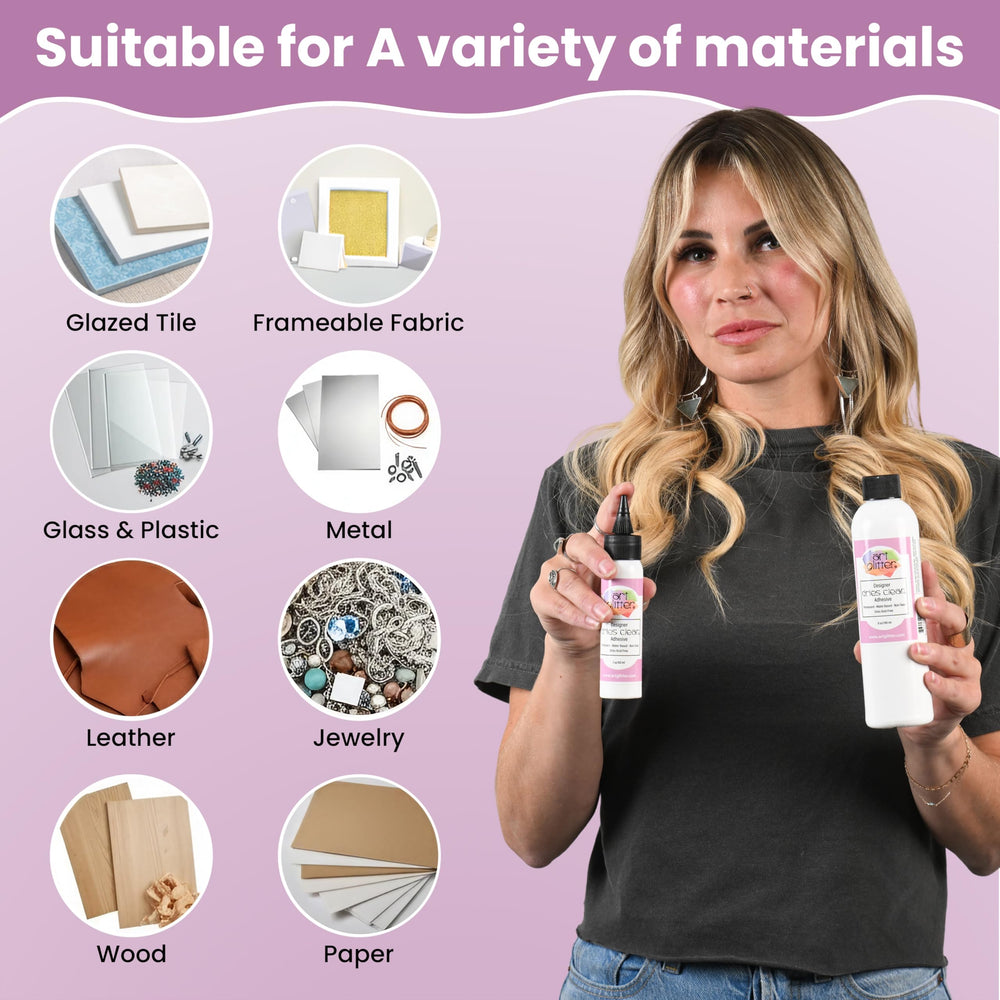 Art Glitter ultra fine metal tip enables precise glue lines for detailed crafts.