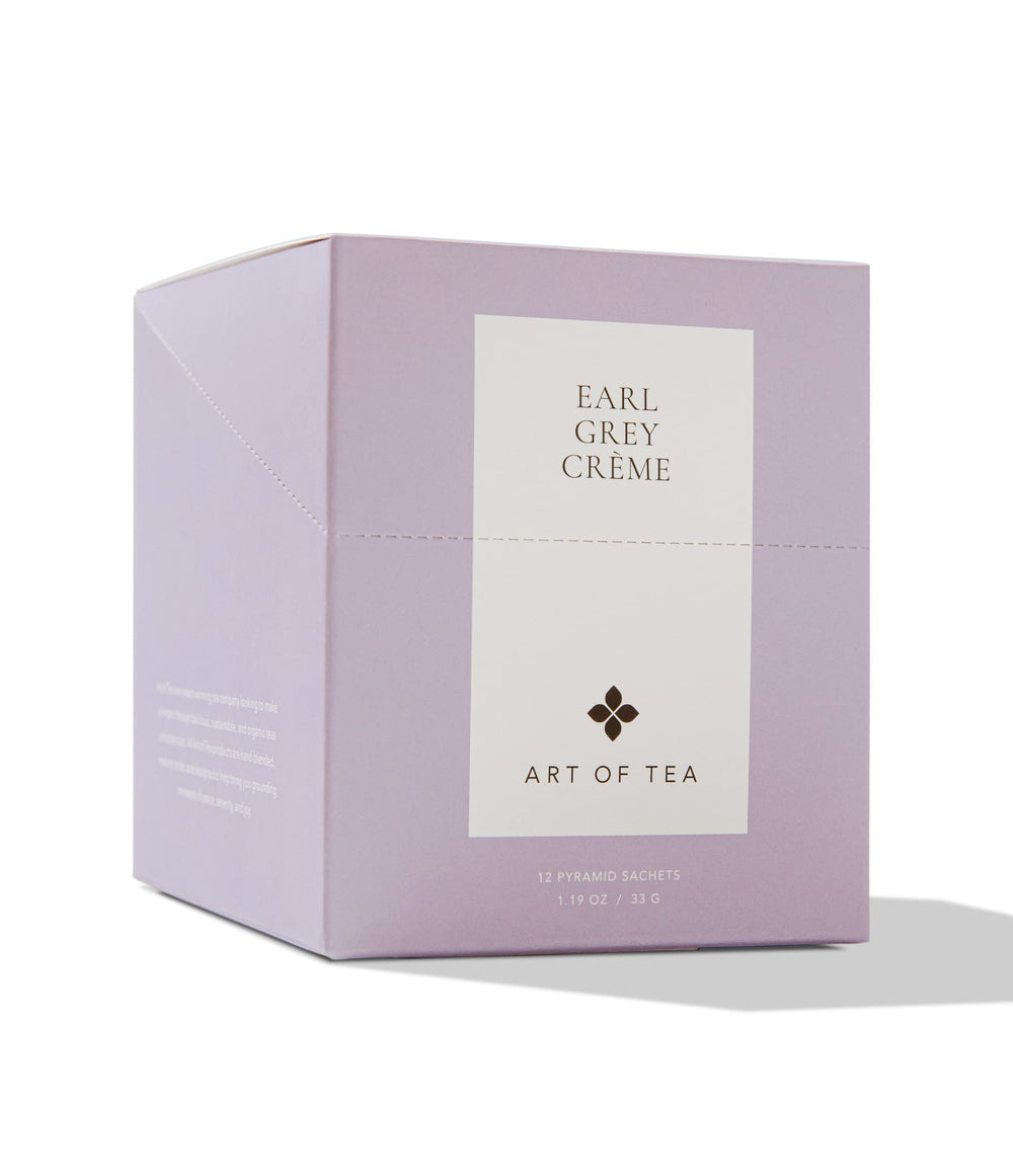 Art of Tea Earl Grey Crème tea bags close-up showing bold bergamot aroma