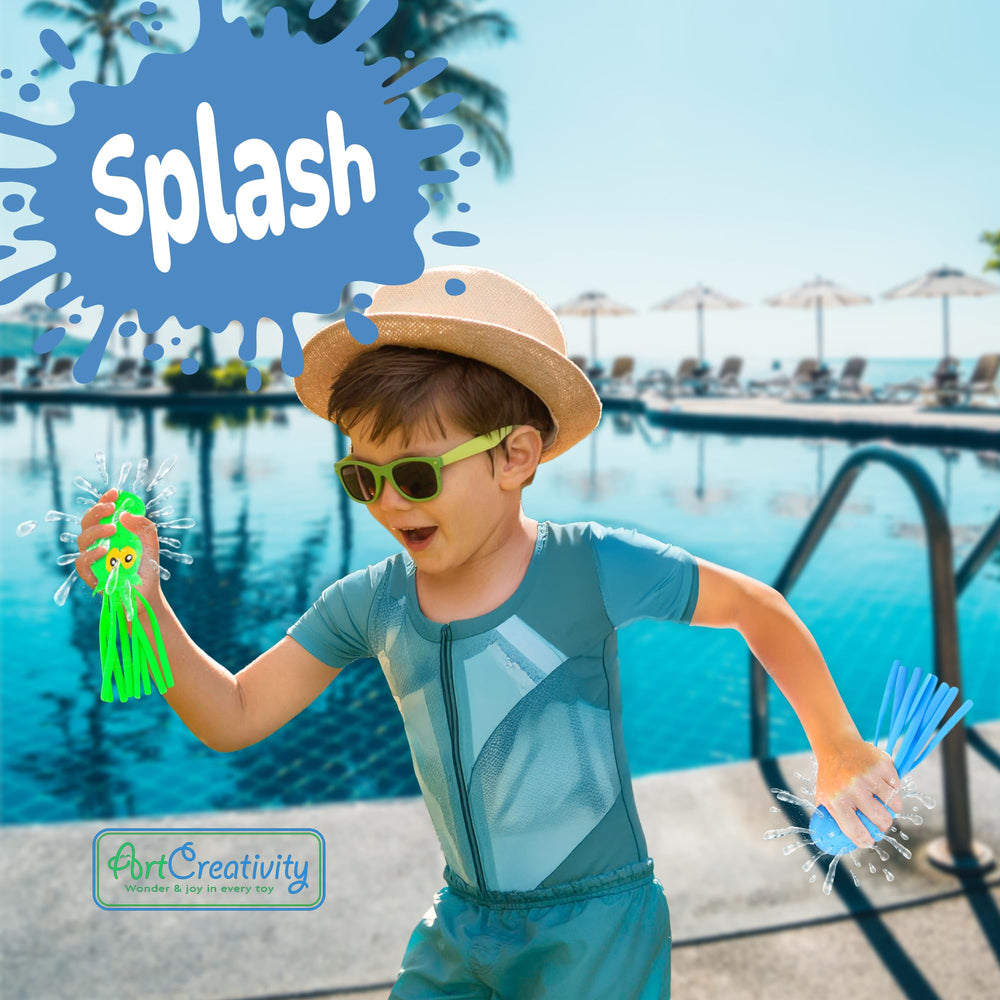 ArtCreativity octopus water ball squeeze action shoots water, promoting fine motor engagement.
