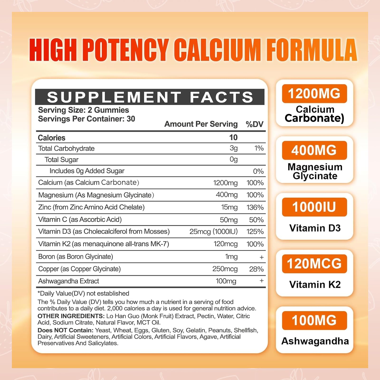 ArtDietistX Calcium Gummies orange-flavor; tasty sugar-free daily option.