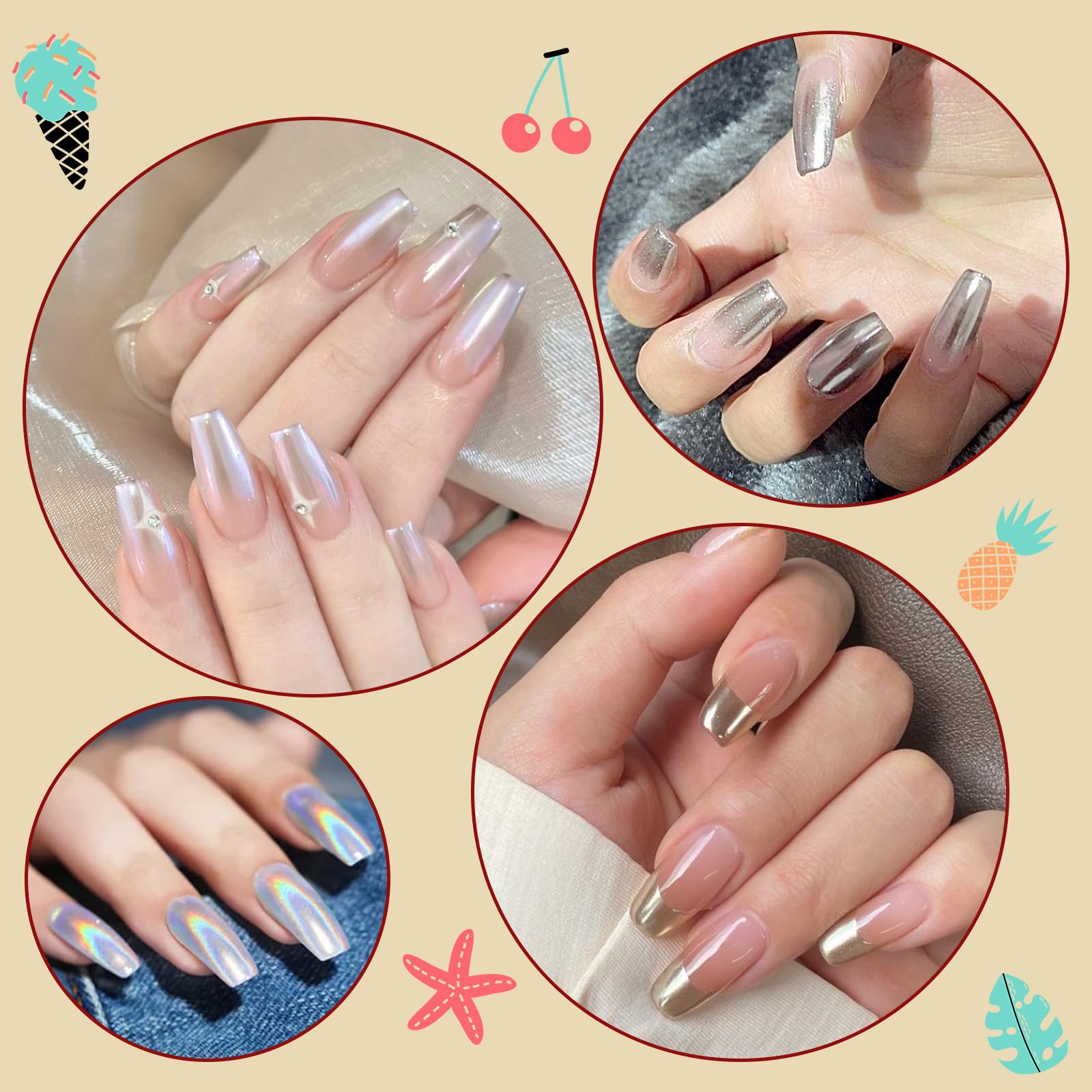 Artdone Holographic powder creates shifting iridescent sparkle on nail art